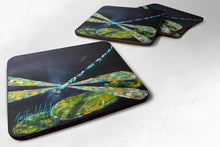 Load image into Gallery viewer, Insect - Dragonfly Night Flight Dark Blue Coasters - Set of 4 Lightweight Foam, Absorbent Drink Coasters