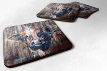 Load image into Gallery viewer, Cow Moo Shine Coasters - Set of 4 Lightweight Foam, Absorbent Drink Coasters