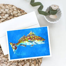 Load image into Gallery viewer, Fish - Red Fish Seafood Two Greeting Cards - Blank Note Cards – 8-Pack of Artist-Designed Cards with Envelopes