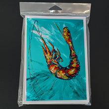 Load image into Gallery viewer, Shrimp Teal Shrimp Greeting Cards - Blank Note Cards – 8-Pack of Artist-Designed Cards with Envelopes