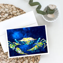 Load image into Gallery viewer, Crab Blue Greeting Cards - Blank Note Cards – 8-Pack of Artist-Designed Cards with Envelopes