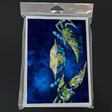 Load image into Gallery viewer, Crab Blue Greeting Cards - Blank Note Cards – 8-Pack of Artist-Designed Cards with Envelopes