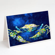 Load image into Gallery viewer, Crab Blue Greeting Cards - Blank Note Cards – 8-Pack of Artist-Designed Cards with Envelopes
