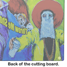 Load image into Gallery viewer, Mardi Gras Throw me something mister Glass Cutting Boards – Durable, Decorative Kitchen Art Large