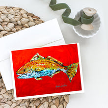 Load image into Gallery viewer, Fish - Red Fish Red Head Greeting Cards - Blank Note Cards – 8-Pack of Artist-Designed Cards with Envelopes