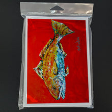 Load image into Gallery viewer, Fish - Red Fish Red Head Greeting Cards - Blank Note Cards – 8-Pack of Artist-Designed Cards with Envelopes
