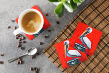 Load image into Gallery viewer, Bird - Pelican Red Dawn Coasters - Set of 4 Lightweight Foam, Absorbent Drink Coasters