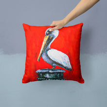 Load image into Gallery viewer, Bird - Pelican Red Dawn Canvas Throw Pillow - 14x14 Decorative Pillow – Art for Your Home &amp; Patio MW1133PW1414