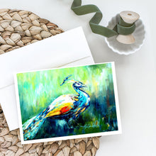Load image into Gallery viewer, Proud Peacock Green Greeting Cards - Blank Note Cards – 8-Pack of Artist-Designed Cards with Envelopes