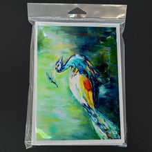 Load image into Gallery viewer, Proud Peacock Green Greeting Cards - Blank Note Cards – 8-Pack of Artist-Designed Cards with Envelopes