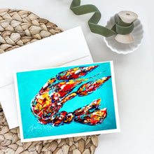 Load image into Gallery viewer, Lucy the Crawfish in blue Greeting Cards - Blank Note Cards – 8-Pack of Artist-Designed Cards with Envelopes