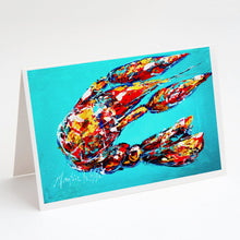 Load image into Gallery viewer, Lucy the Crawfish in blue Greeting Cards - Blank Note Cards – 8-Pack of Artist-Designed Cards with Envelopes