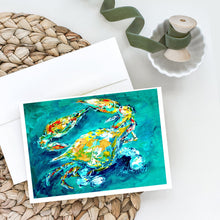 Load image into Gallery viewer, By Chance Crab in Aqua blue Greeting Cards - Blank Note Cards – 8-Pack of Artist-Designed Cards with Envelopes