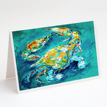 Load image into Gallery viewer, By Chance Crab in Aqua blue Greeting Cards - Blank Note Cards – 8-Pack of Artist-Designed Cards with Envelopes