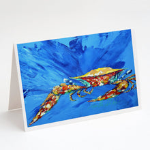 Load image into Gallery viewer, Big Spash Crab in blue Greeting Cards - Blank Note Cards – 8-Pack of Artist-Designed Cards with Envelopes