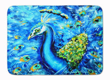 Load image into Gallery viewer, Peacock Straight Up in Blue Machine Washable Memory Foam Mat MW1166RUG