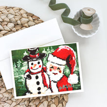 Load image into Gallery viewer, Friends Snowman and Santa Claus Greeting Cards - Blank Note Cards – 8-Pack of Artist-Designed Cards with Envelopes