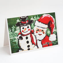 Load image into Gallery viewer, Friends Snowman and Santa Claus Greeting Cards - Blank Note Cards – 8-Pack of Artist-Designed Cards with Envelopes