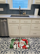 Load image into Gallery viewer, Friends Snowman and Santa Claus Machine Washable Memory Foam Mat MW1167RUG