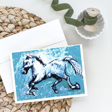 Load image into Gallery viewer, Shadow the Horse in blue Greeting Cards - Blank Note Cards – 8-Pack of Artist-Designed Cards with Envelopes