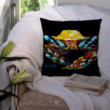 Load image into Gallery viewer, Winner Winner Black Fiddler Crab Canvas Throw Pillow - 14x14 Decorative Pillow – Art for Your Home &amp; Patio MW1205PW1414