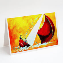 Load image into Gallery viewer, Sailboat Break Away Greeting Cards - Blank Note Cards – 8-Pack of Artist-Designed Cards with Envelopes