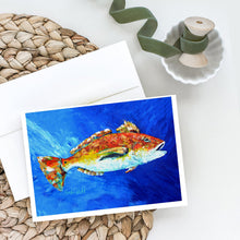 Load image into Gallery viewer, Red Fish White Spin Greeting Cards - Blank Note Cards – 8-Pack of Artist-Designed Cards with Envelopes