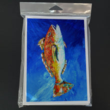 Load image into Gallery viewer, Red Fish White Spin Greeting Cards - Blank Note Cards – 8-Pack of Artist-Designed Cards with Envelopes