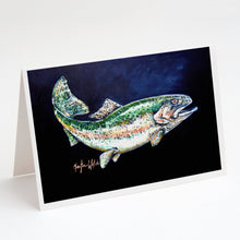 Load image into Gallery viewer, Deep Blue Rainbow Trout Greeting Cards - Blank Note Cards – 8-Pack of Artist-Designed Cards with Envelopes