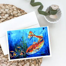 Load image into Gallery viewer, Scattered Red Fish Greeting Cards - Blank Note Cards – 8-Pack of Artist-Designed Cards with Envelopes