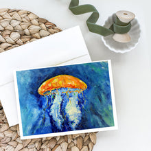 Load image into Gallery viewer, Calm Water Jellyfish Greeting Cards - Blank Note Cards – 8-Pack of Artist-Designed Cards with Envelopes