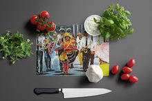 Load image into Gallery viewer, Dancing in the Streets Mardi Gras Glass Cutting Boards – Durable, Decorative Kitchen Art Large MW1224LCB