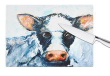 Load image into Gallery viewer, Cow Lick Black and White Cow Glass Cutting Boards – Durable, Decorative Kitchen Art Large MW1273LCB