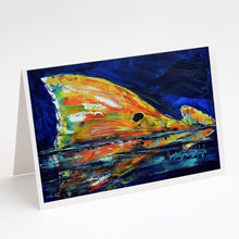 Load image into Gallery viewer, Flipper Red Fish Greeting Cards - Blank Note Cards – 8-Pack of Artist-Designed Cards with Envelopes