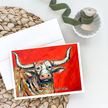 Load image into Gallery viewer, See Red Longhorn Cow Greeting Cards - Blank Note Cards – 8-Pack of Artist-Designed Cards with Envelopes
