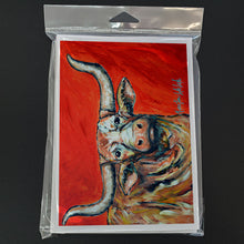 Load image into Gallery viewer, See Red Longhorn Cow Greeting Cards - Blank Note Cards – 8-Pack of Artist-Designed Cards with Envelopes
