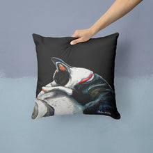 Load image into Gallery viewer, Boston Terrier Spot in the Sun Throw Pillow - 14x14 Decorative Pillow – Art for Your Home &amp; Patio MW1315PW1414