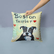 Load image into Gallery viewer, Boston Terrier Where's my Bibb Throw Pillow - 14x14 Decorative Pillow – Art for Your Home &amp; Patio MW1316PW1414