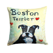 Load image into Gallery viewer, Boston Terrier Where's my Bibb Throw Pillow - 14x14 Decorative Pillow – Art for Your Home &amp; Patio MW1316PW1414