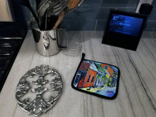 Load image into Gallery viewer, Somewhere Close Houses Pot Holders - Set of 2 Decorative Kitchen Helpers | Made in the USA MW1350PTHD