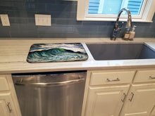 Load image into Gallery viewer, Big Blue Wave Dish Drying Mat – Absorbent, Artistic Kitchen Essentials