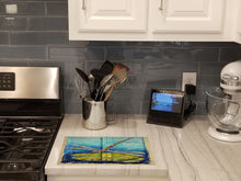 Load image into Gallery viewer, Blue Eyed Dragonfly Glass Cutting Boards – Durable, Decorative Kitchen Art