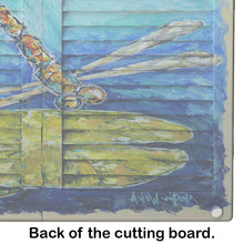 Load image into Gallery viewer, Blue Eyed Dragonfly Glass Cutting Boards – Durable, Decorative Kitchen Art