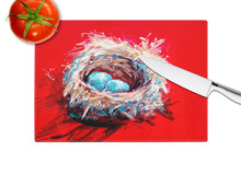 Load image into Gallery viewer, Egg-Stra Special Bird Nest Glass Cutting Boards – Durable, Decorative Kitchen Art