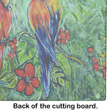 Load image into Gallery viewer, Fred and Freda Parrots Glass Cutting Boards – Durable, Decorative Kitchen Art