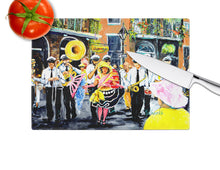 Load image into Gallery viewer, French Quarter Frolic Glass Cutting Boards – Durable, Decorative Kitchen Art