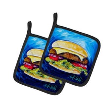 Load image into Gallery viewer, I Want Mine Dressed Hamburger Pot Holders - Set of 2 Decorative Kitchen Helpers | Made in the USA