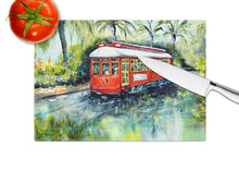 Load image into Gallery viewer, Little Red Street Car Glass Cutting Boards – Durable, Decorative Kitchen Art