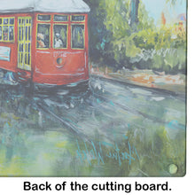 Load image into Gallery viewer, Little Red Street Car Glass Cutting Boards – Durable, Decorative Kitchen Art