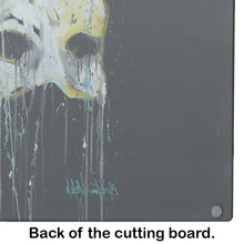 Load image into Gallery viewer, Mysterious Mask Glass Cutting Boards – Durable, Decorative Kitchen Art